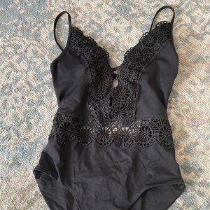 Black lace anthropologie swimsuit sz S